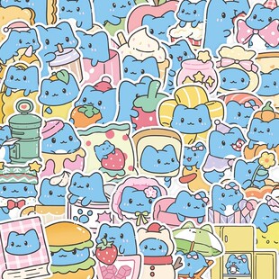 155张猫猫虫咖波贴纸BugCat-Capoo蓝色小怪物装饰行李箱防水贴画