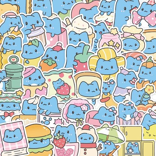 155张猫猫虫咖波贴纸BugCat-Capoo蓝色小怪物装饰行李箱防水贴画