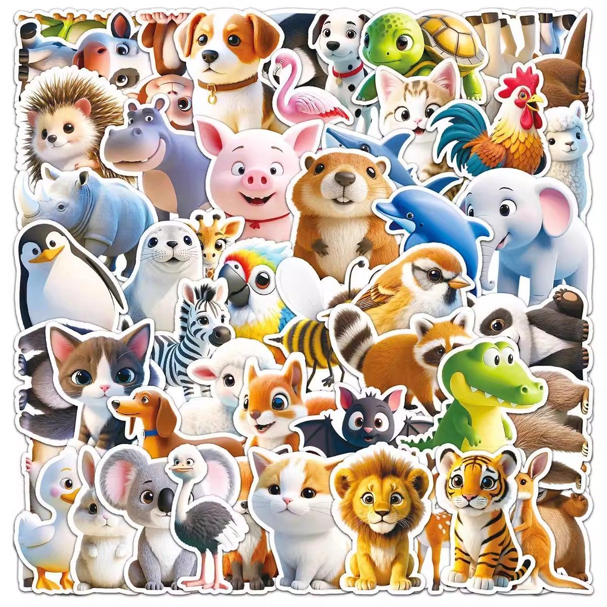 110张3D动物贴纸青蛙企鹅小猫小狗兔子卡通可爱创意图案防水贴画,文具电教/文化用品/商务用品,贴纸/立体贴纸,淘宝优惠券,粉丝福利购,淘宝优惠卷