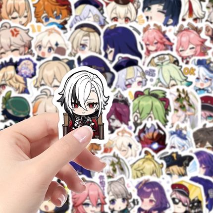 100张卡通动漫人物原神贴纸防水手账装饰手机壳笔记本电脑水杯diy
