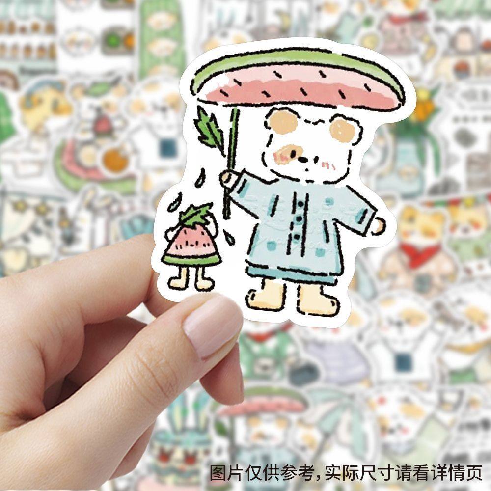 240张卡通小动物治愈日常贴纸ins风可爱小狗猫咪插画贴图DIY装饰