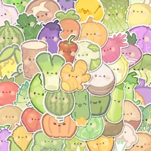 96张可爱日常蔬菜头像小贴纸ins创意小表情周边贴画电脑手机装 饰