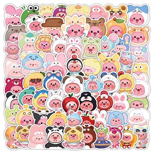 300张Loopy小海狸贴纸儿童卡通动画片露比图案装饰防水环保贴画