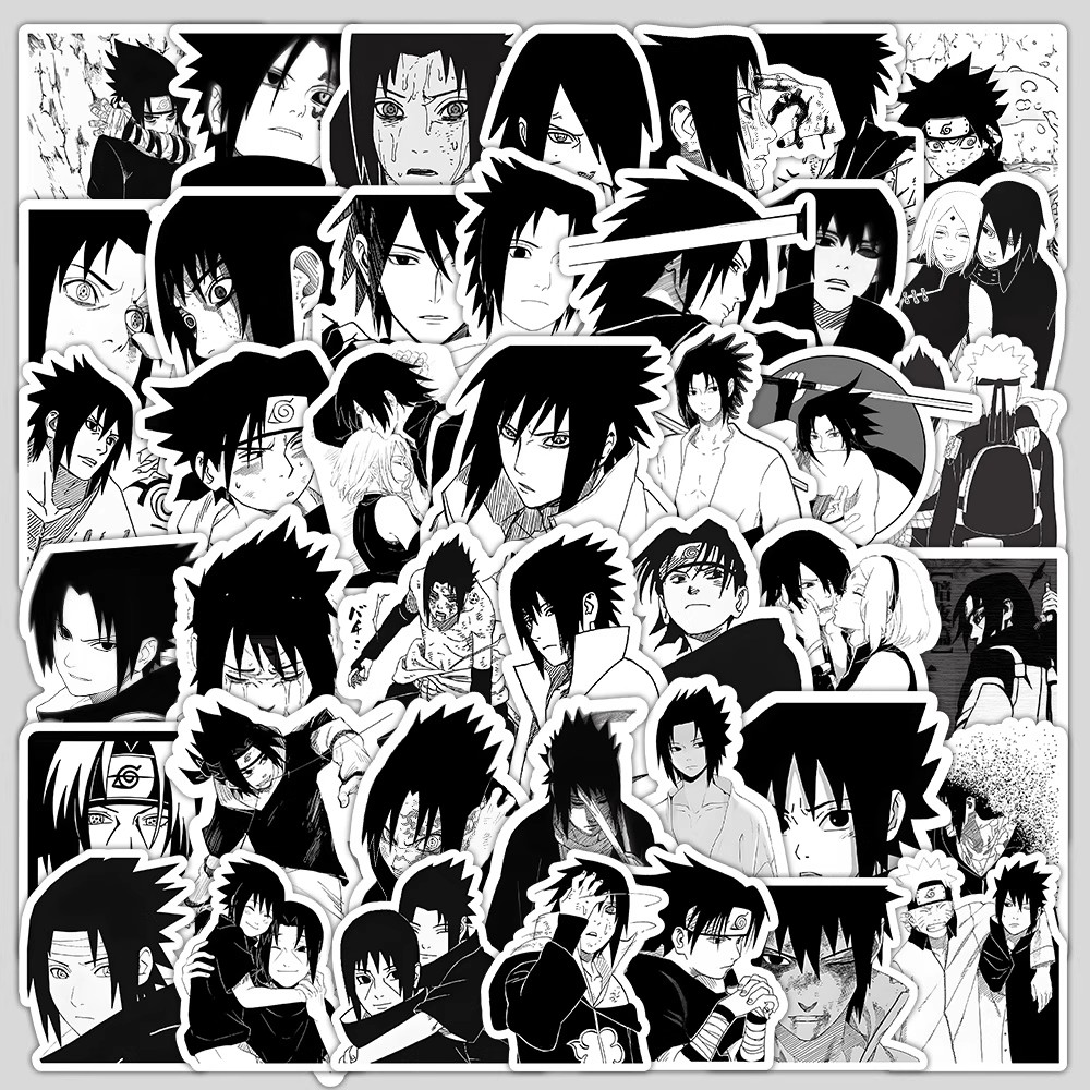 365张黑白佐助贴纸动漫火影忍者二次元人物周边装饰水杯防水贴画