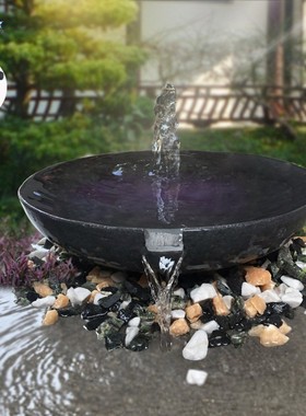 流水喷泉景观青石流水盆庭院石材鱼池装饰水钵石盆喷水池
