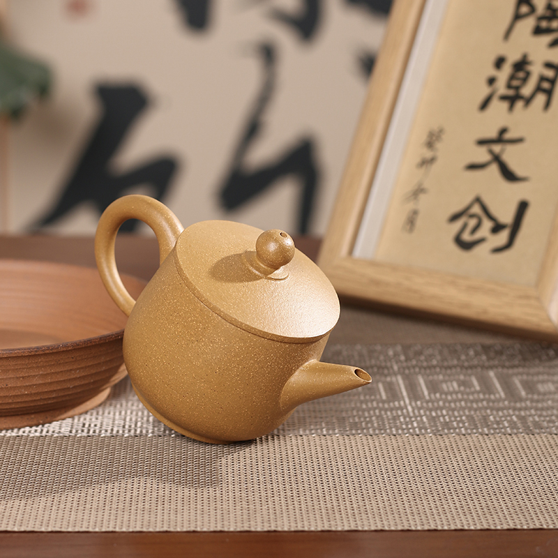 紫砂壶潮州手拉壶三杯段泥大口