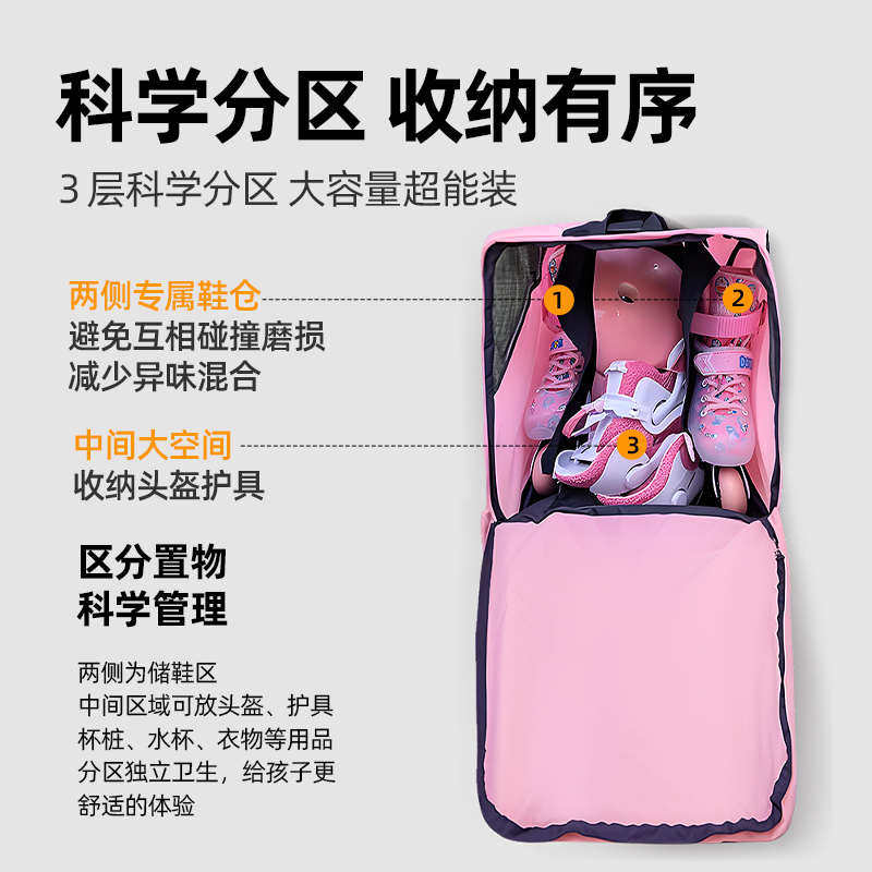 儿童轮滑鞋收纳包轮滑包滑轮溜冰鞋滑冰速滑专用背包袋子全套装备