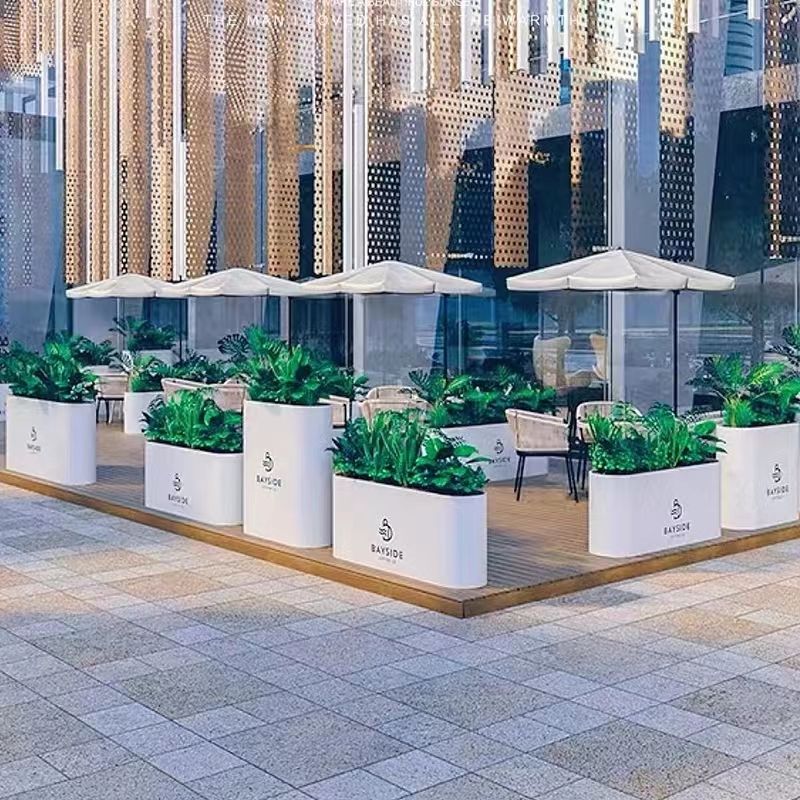 户外铁艺售楼部花箱组合商业街花池花槽成品金属隔断花坛围栏简约
