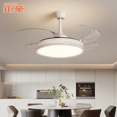 隐形吊扇灯一体餐厅客厅卧室饭厅简约现代遥控北欧带电灯风扇吊灯