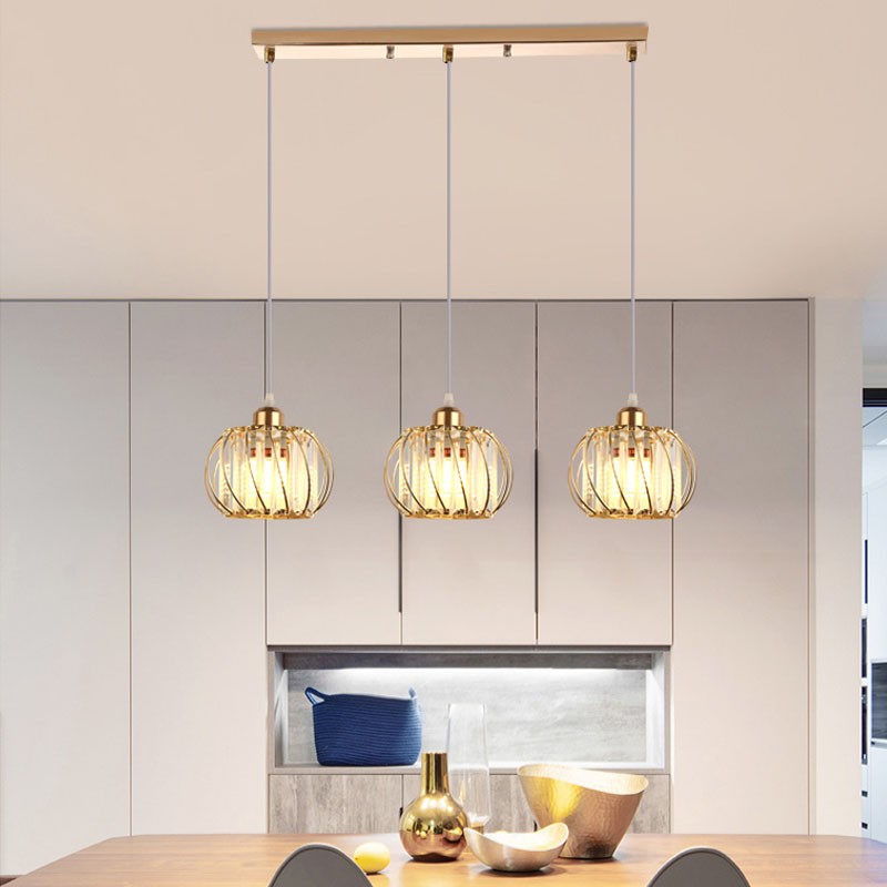 餐厅吊灯三头水晶现代简约个性创意卧室过道饭厅灯吧台吊灯具北欧