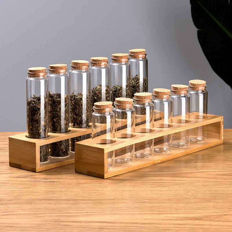茶叶罐花茶罐茶叶样品展示架试管分装密封瓶玻璃瓶子茶叶储存罐