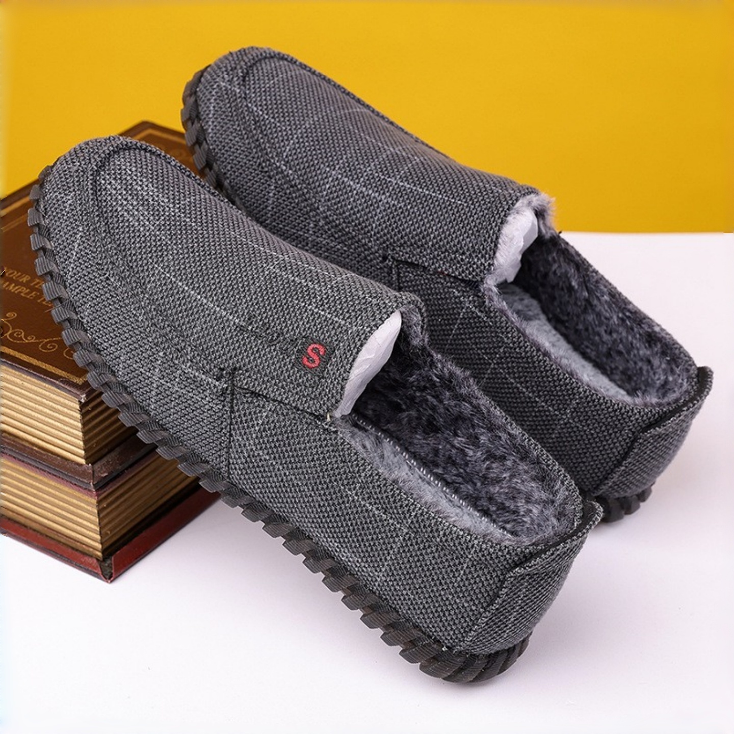 冬季男棉鞋加绒保暖牛筋底休闲鞋