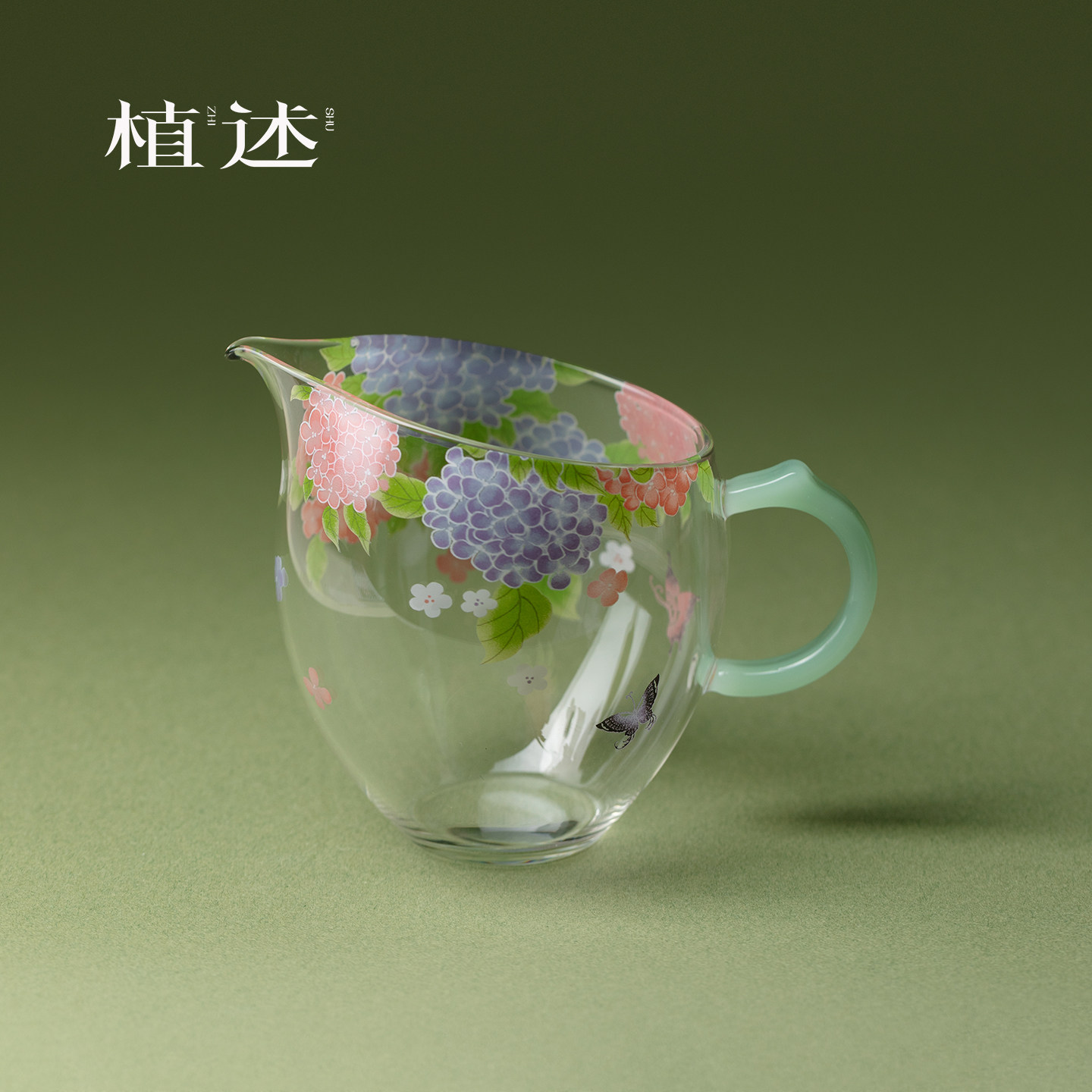 植述精致绣球花玻璃公道杯耐热加厚高硼硅茶海小清新家用沏茶匀杯,餐饮具,公道杯,淘宝优惠券,粉丝福利购,淘宝优惠卷