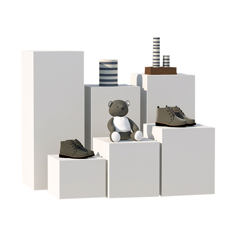 方形白色立柱烤漆展示台地台展示架花店模特中岛手办产品陈列展柜