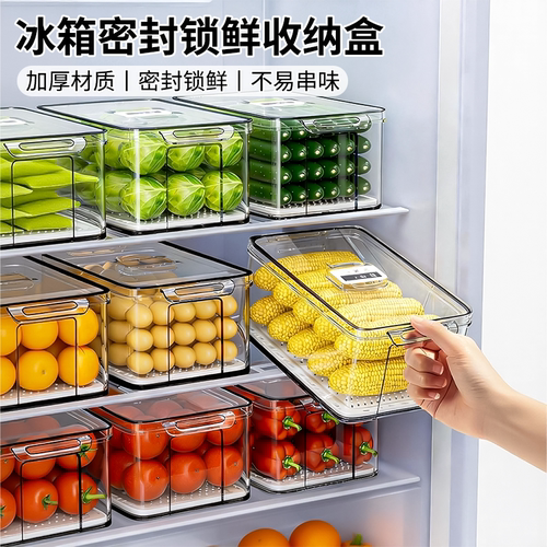 日本冰箱收纳盒食品级冷冻专用蔬菜鸡蛋食物塑料保鲜盒密封带盖