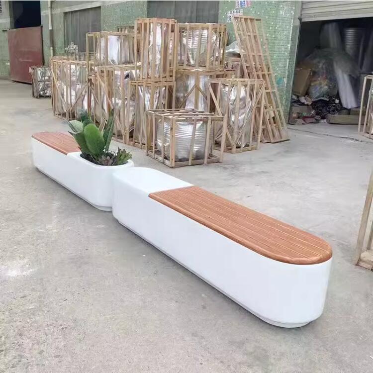 玻璃钢座椅户外树池休闲椅长凳子沙发坐椅不锈钢长椅商场防腐木椅