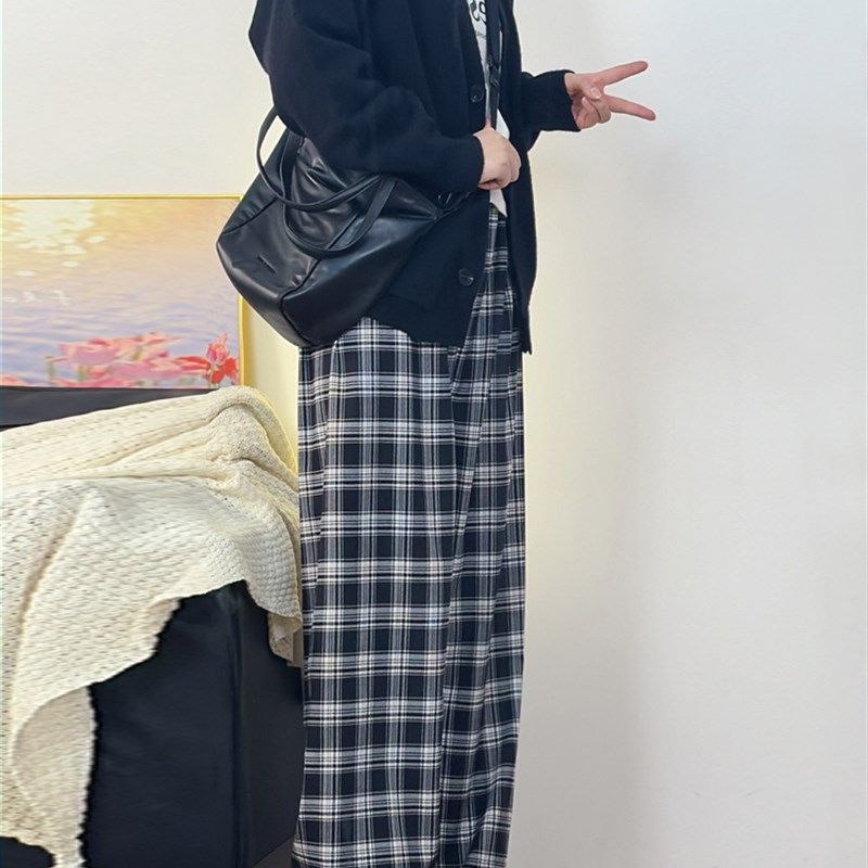 休闲格子裤女大码春夏2024新款胖妹妹mm梨型身材显瘦直筒阔腿裤子,女装/女士精品,大码裤装,淘宝优惠券,粉丝福利购,淘宝优惠卷