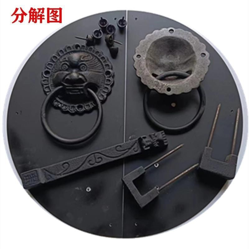 简约铸铁大门拉手门把手复古门栓中式木门门锁老式古典四合院插销