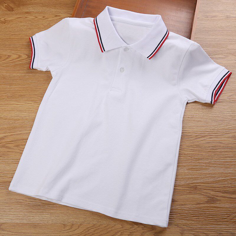 儿童短袖T恤男女童POLO衫校服班服中小学生园服夏装条纹宝宝上装