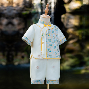 周岁礼服男宝宝中式2024新款男童一岁抓周冠衣男宝唐装国风薄款夏