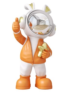 酷酷镜面点赞宇航员太空兔时尚送礼装饰品玄关卧室电视柜桌面摆件