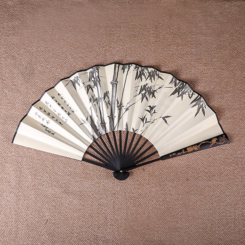 中国风10寸男士折扇丝绸绢布工艺古风古典舞蹈水墨风定制礼品扇子