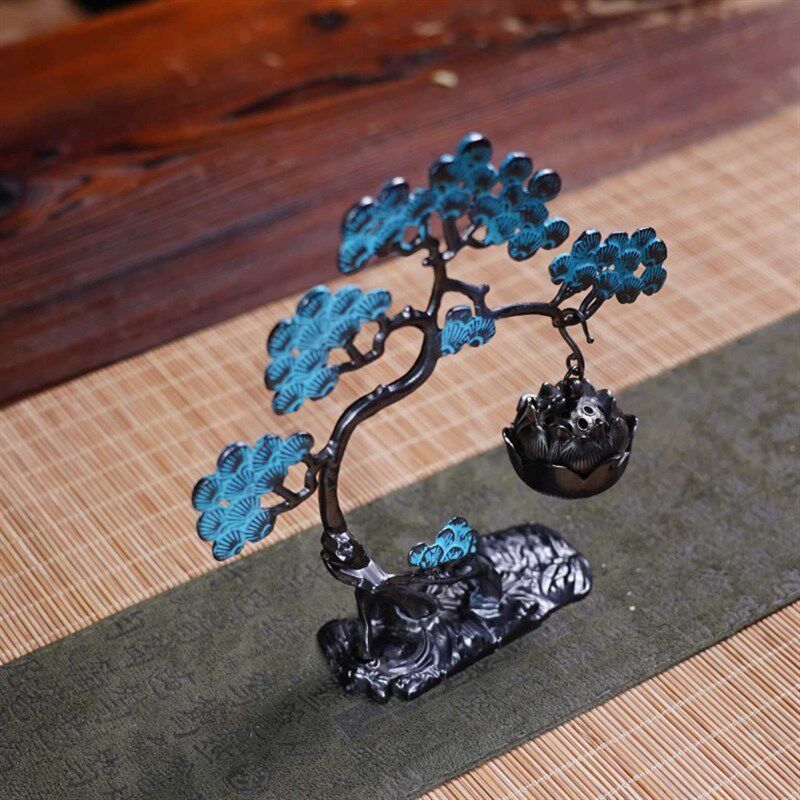 迎客松小树莲花香薰吊炉摆件鹅梨龙涎香降真香无粘粉微盘香小祥云