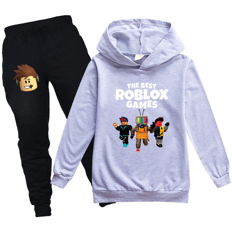 ROBLOX春秋薄款儿童卫衣帽衫长裤2件套装2025新款男童棉质