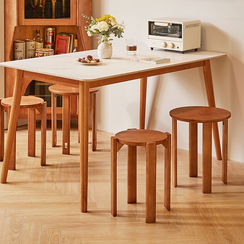 实木圆凳可叠放家用餐桌凳吃饭凳子四把木板凳多功能叠叠乐组合凳