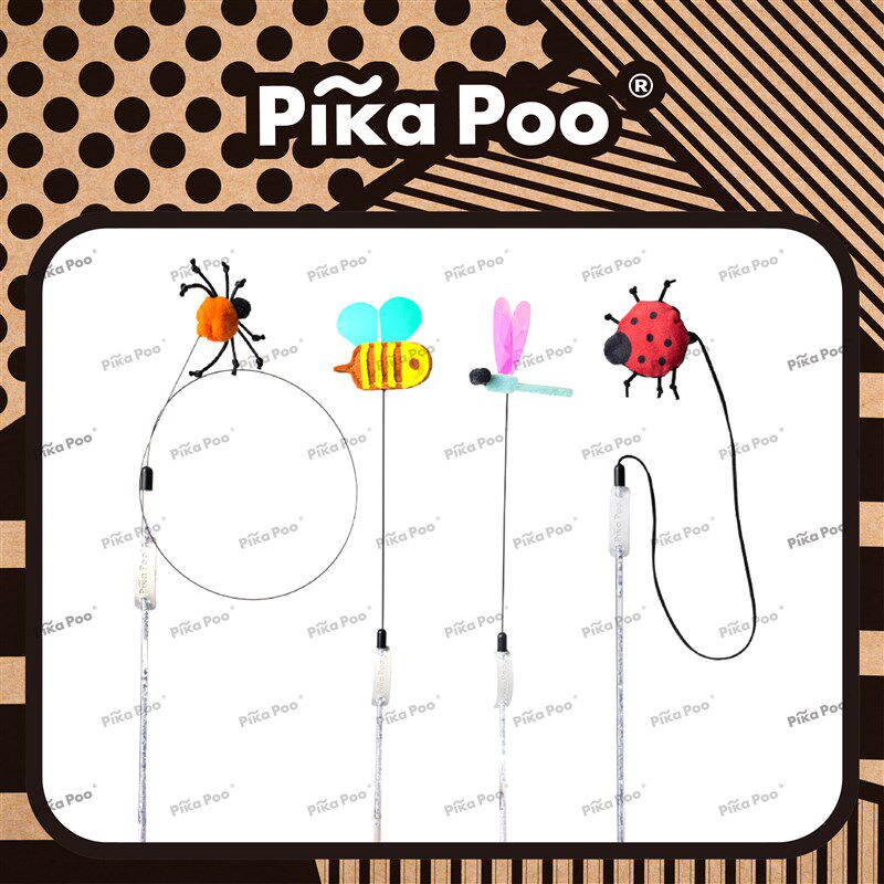 QZee 匹卡噗pika poo小昆虫逗猫棒互动沙沙声蜜蜂蜻蜓猫咪玩具