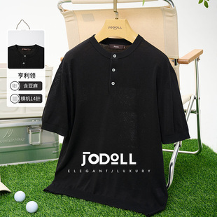 JODOLL 乔顿通勤休闲短袖 T恤含亚麻花纱时尚 舒适百搭亨利领POLO衫