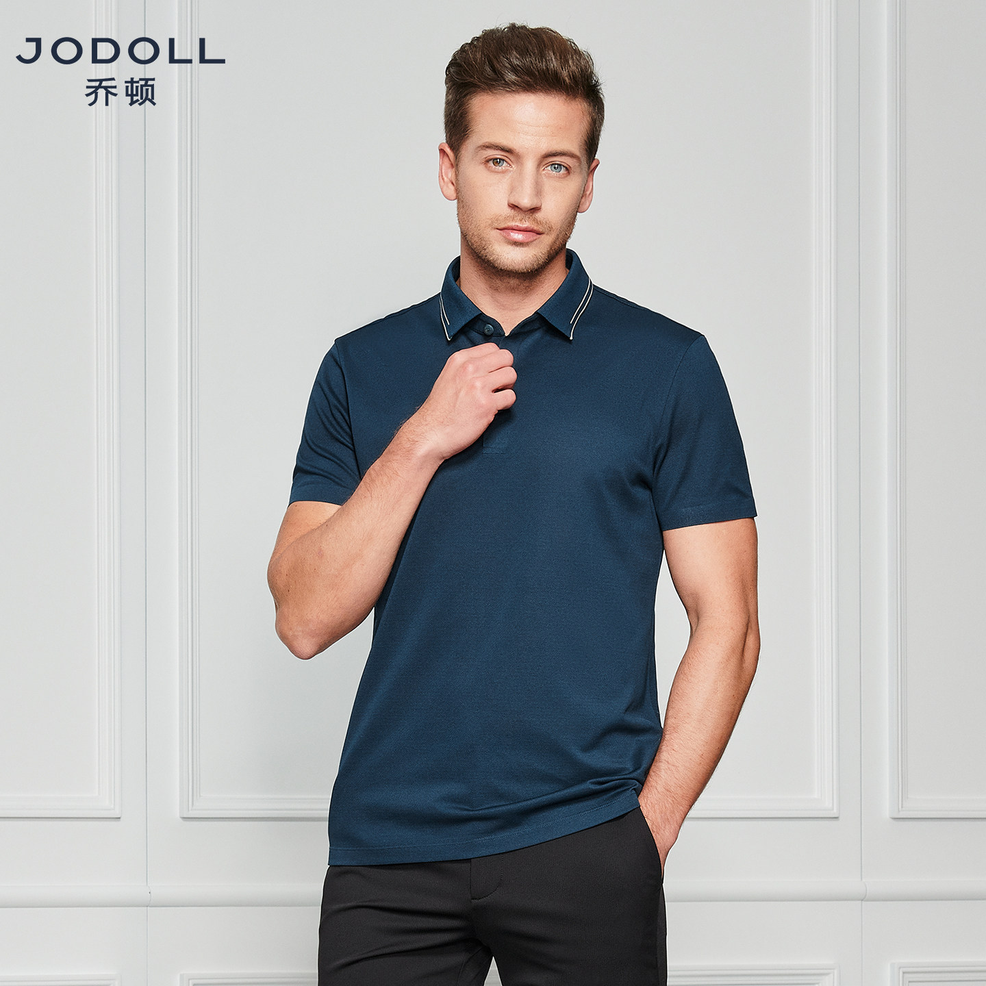 桑蚕丝】JODOLL乔顿翻领短袖T恤男商务休闲弹力透气POLO衫