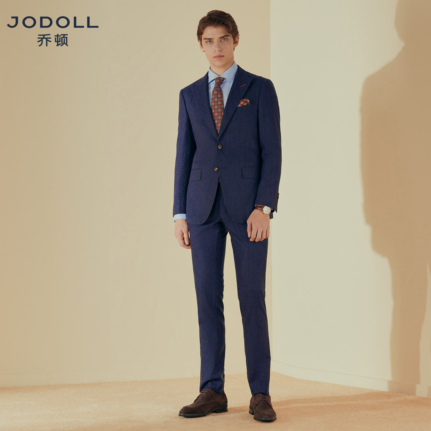 乔顿2026春季【进口面料】羊毛西服套装男士商务正装竖条纹西服