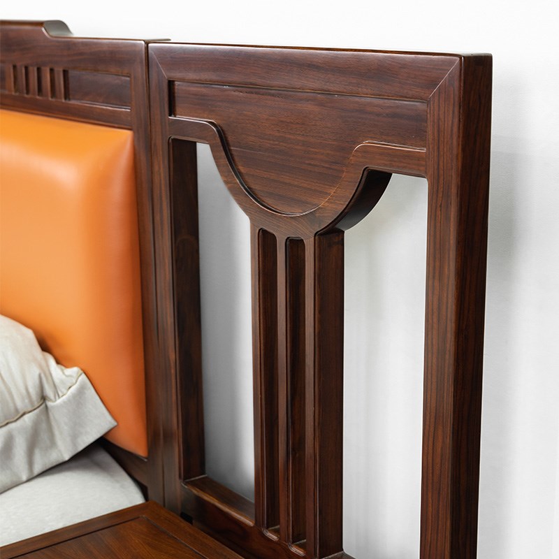 新中式乌金木全实木床双人床轻奢主卧高端大气1米8床2米大床高端