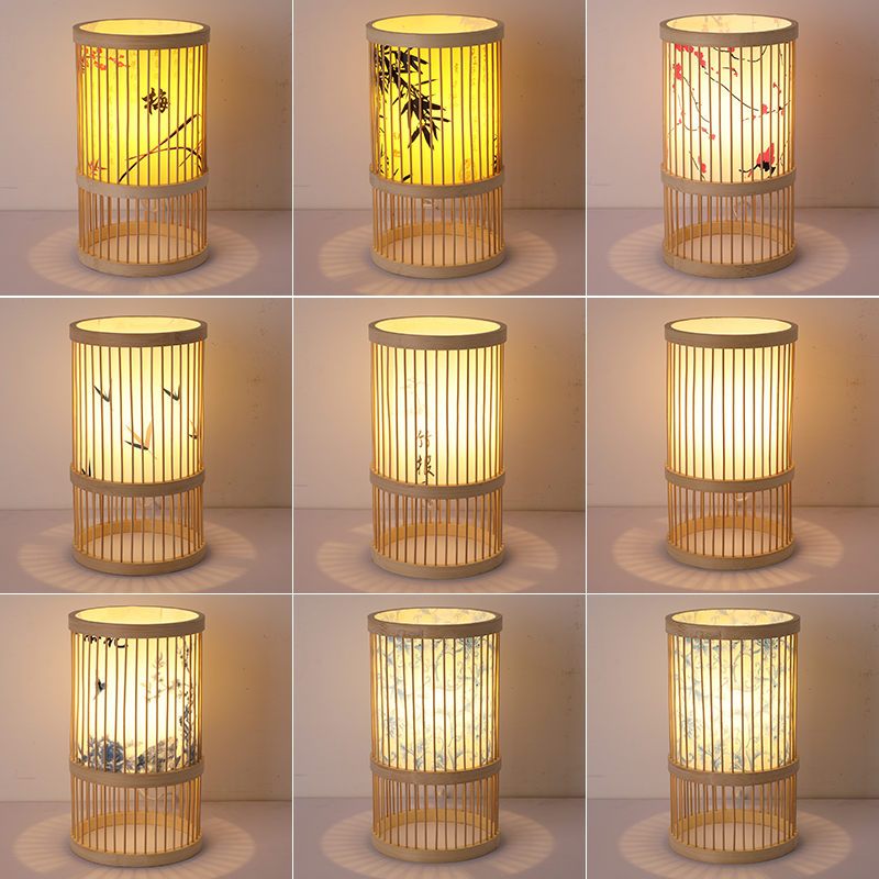 中式竹编落地灯客厅卧室禅意茶室书房榻榻米竹艺民宿床头日式台灯
