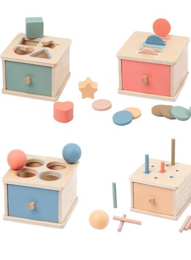 状氏早教b益智玩具一岁宝宝形蒙配对投币盒专力注训练教具积木MZL