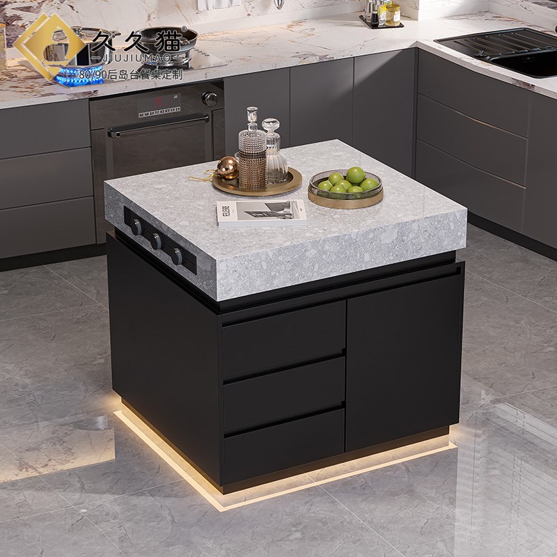 单独岩板岛台料理台储物柜多功能倒台单个小导台厨房一体柜可移动