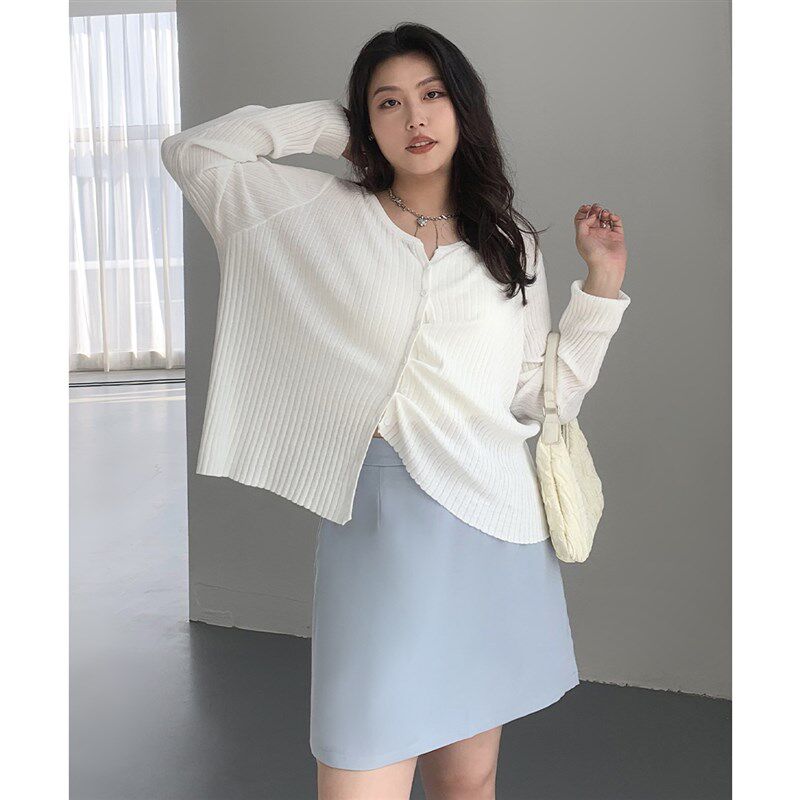 CV大码女装 多色可选a字松紧包臀裙简约高腰半身裙女夏季胖mm显瘦