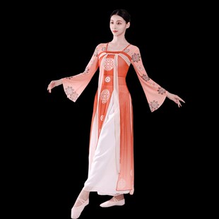 古典舞蹈身韵纱衣演出服女汉服汉唐齐胸飘带长版中国舞演出服装女