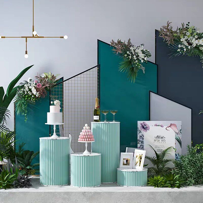 服装店橱窗展示台网红圆形流水台高低鞋包装饰品陈列摆台婚庆展台