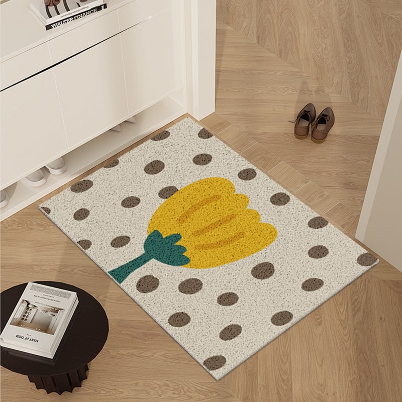 奶油风入户地垫丝圈小清新花朵进门脚垫门口入门地毯防滑耐脏门垫