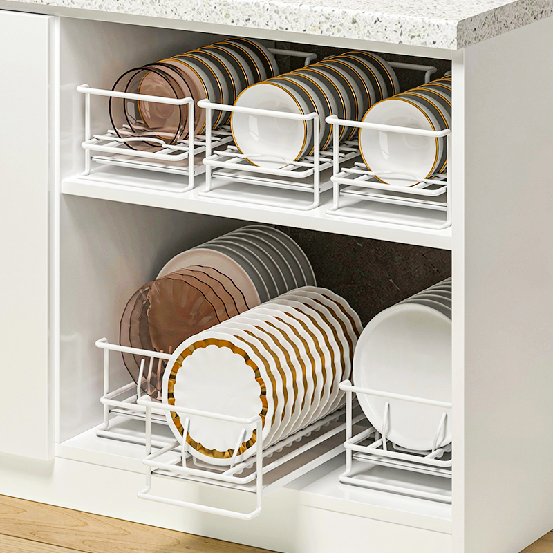 免安装碗盘收纳层架厨房置物架碗架沥水架家用整体橱柜内筷盒放碗