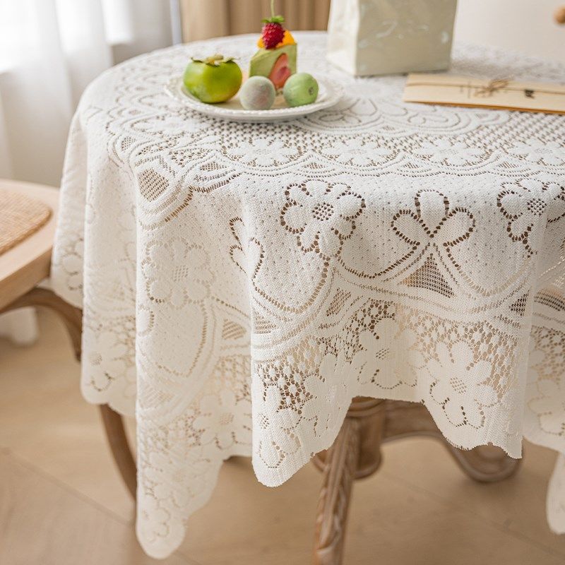 蕾丝桌布圆桌布台布法式复古高级感背景简约田园冰箱盖布茶几布,居家布艺,桌布,淘宝优惠券,粉丝福利购,淘宝优惠卷