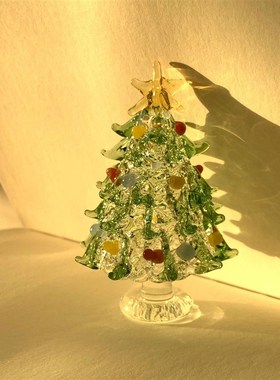 琉璃圣诞树淄博烧玻璃摆件手工艺品圣诞装饰挂件客厅摆件家居通用