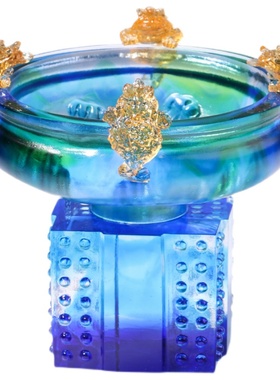 琉璃金蟾聚宝盆招财摆件家居办公室装饰工艺礼品摆饰公司店铺开业