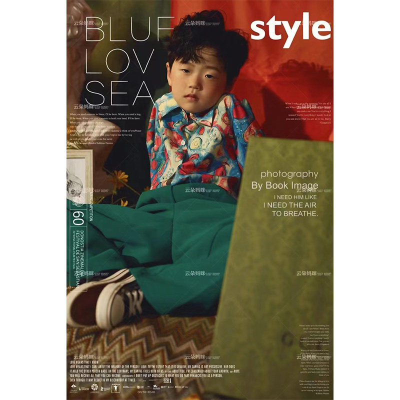 复古港风童装走秀男童舞台表演服装80年代怀旧服装儿童影楼艺术照