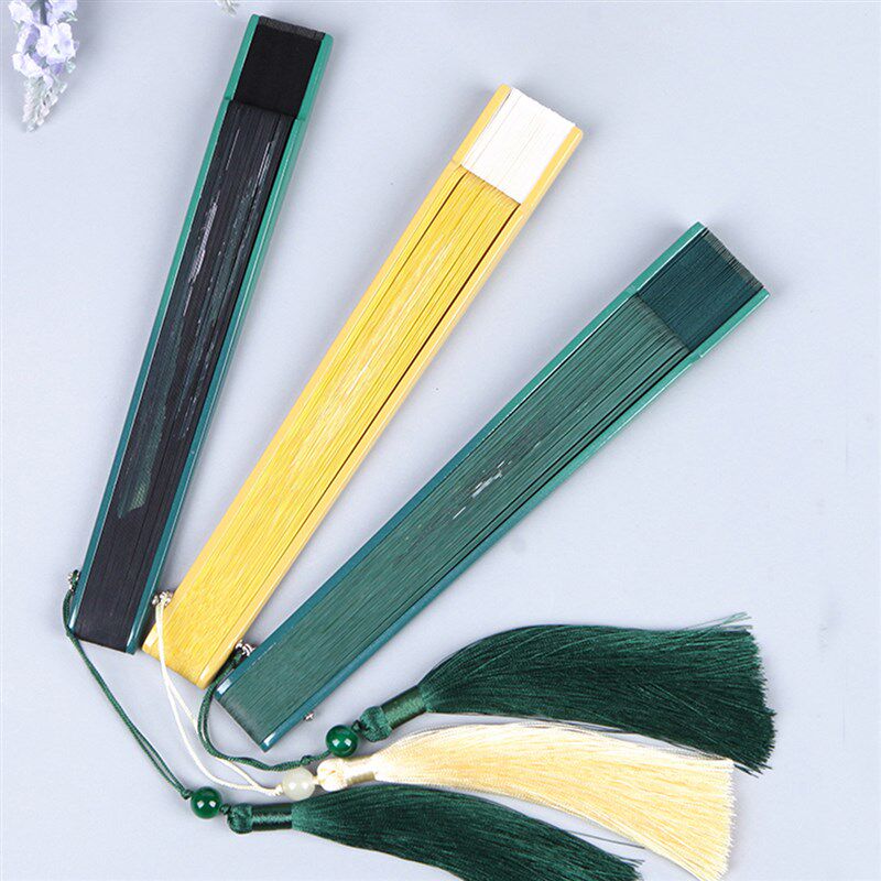 丝艺堂中国风全竹扇子半透短面喷绘日式古风女折扇舞蹈扇好开合