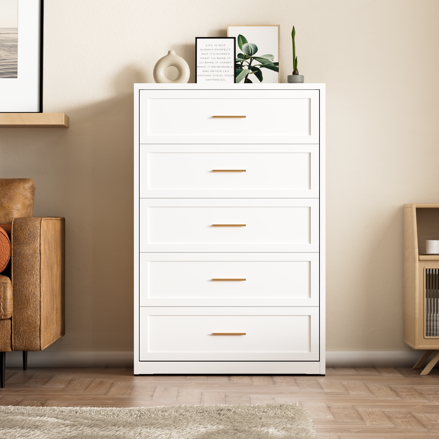 轻奢百搭钢制五斗柜收纳柜