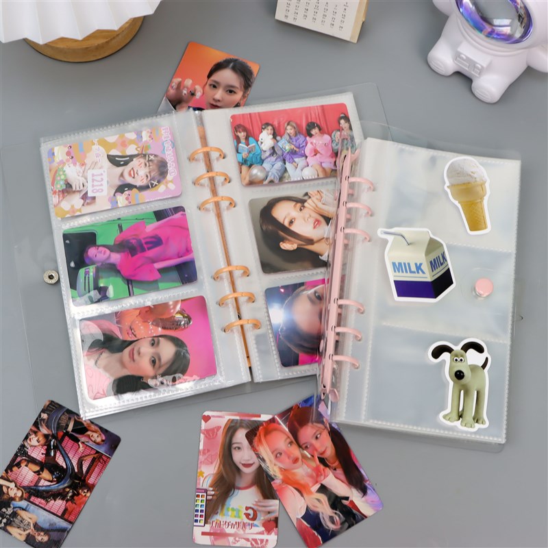 a6拍立得相簿3寸卡片收纳册活页本6孔透明pvc卡册内页三格简约