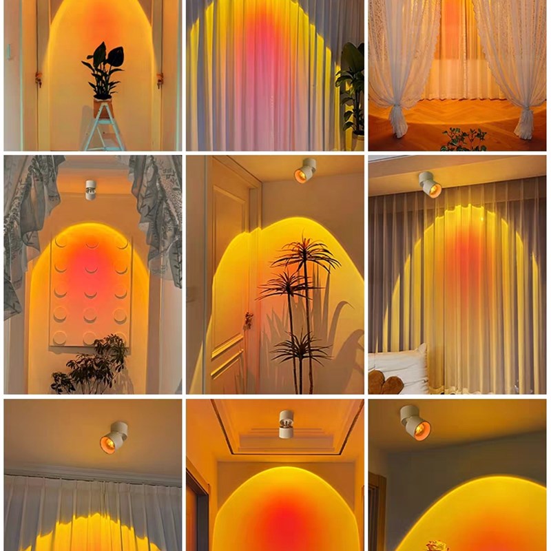 明装日落射灯背景墙玄关走廊酒吧咖啡厅商店夕阳红家用氛围洗墙灯